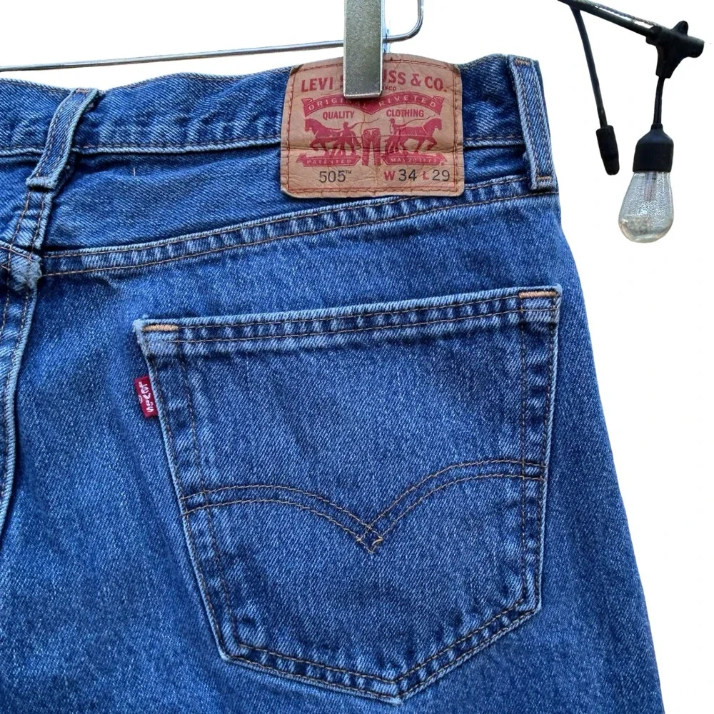 Levis 505 Regular Fit Straight Leg Mens Jeans Blue Medium Wash 34x29 00505-4886